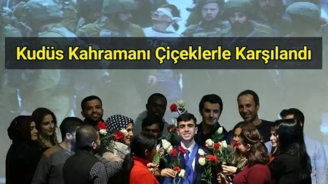 AA çalışanları Kudüs direnişinin sembolü Cüneydi’yi çiçeklerle karşıladı