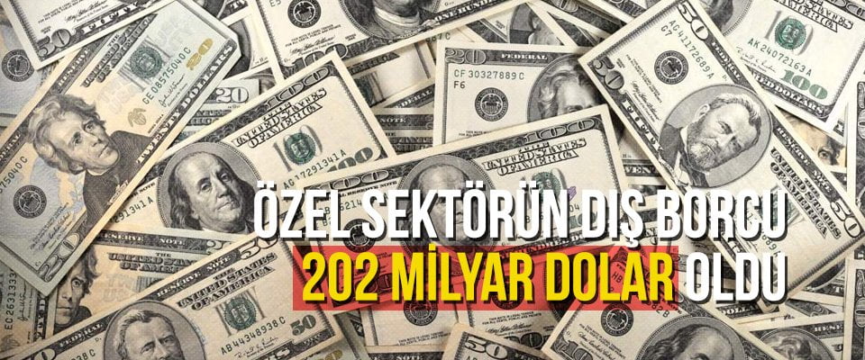 Özel sektörün dış borcu 202 milyar dolar oldu
