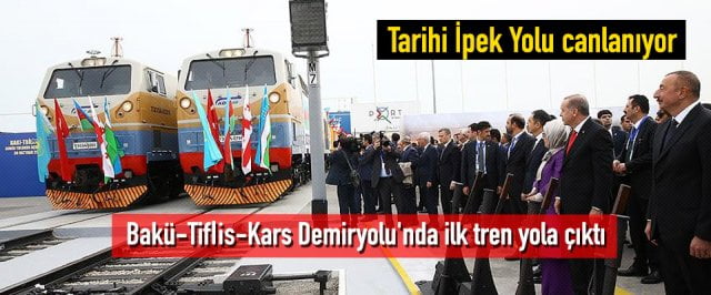 Bakü-Tiflis-Kars Demiryolu’nda ilk tren yola çıktı