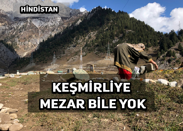 Hindistan güçleri tarafından öldürülen Keşmirli gençlere boş mezarlar
