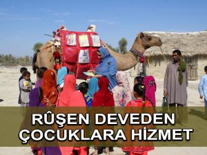 Rûşen deve Pakistan’ın evde eğitim gören uzak kırsaldaki çocuklarına kitap taşıyor