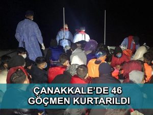 Çanakkale açıklarında Türk kara sularına itilen 46 düzensiz göçmen kurtarıldı