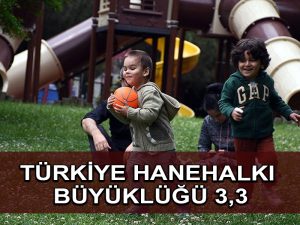 Türkiye’de ortalama hanehalkı büyüklüğü geçen yıl 3,3 kişi oldu