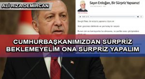 CUMHURBAŞKANIMIZDAN SÜRPRİZ BEKLEMEYELİM ONA SÜRPRİZ YAPALIM
