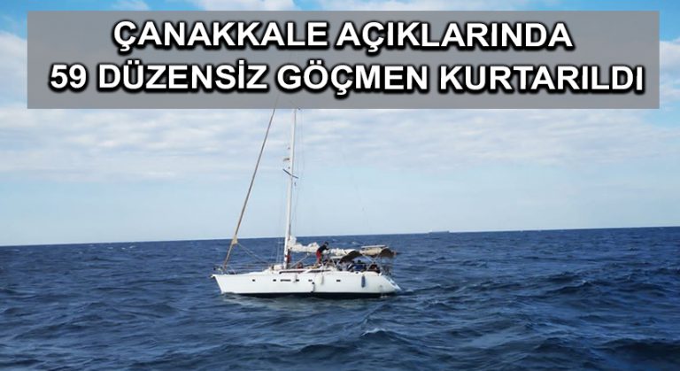 Çanakkale açıklarında 59 düzensiz göçmen kurtarıldı