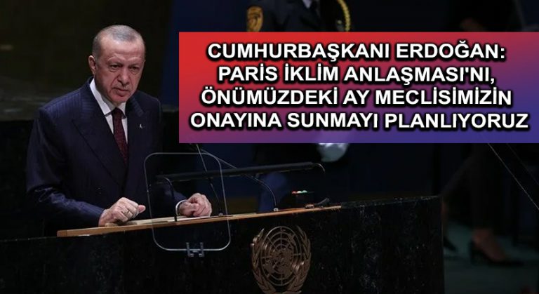 Cumhurbaşkanı Erdoğan: Paris İklim Anlaşması’nı, önümüzdeki ay Meclisimizin onayına sunmayı planlıyoruz
