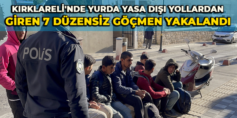 Kırklareli’nde yurda yasa dışı yollardan giren 7 düzensiz göçmen yakalandı
