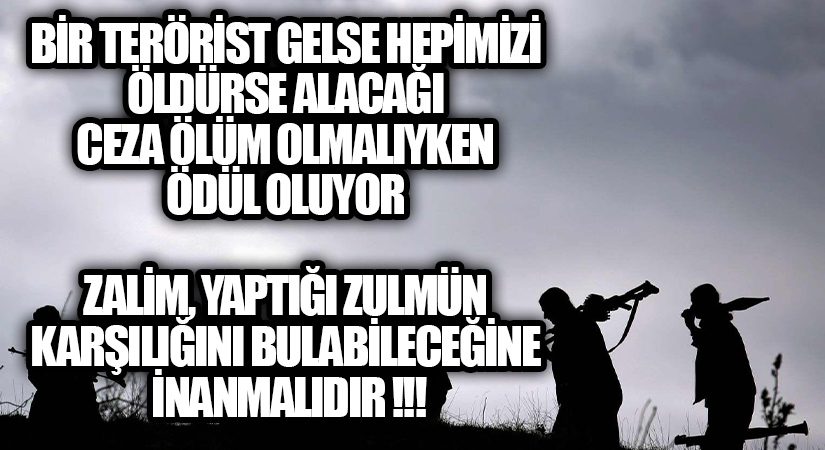 BİR TERÖRİST GELSE HEPİMİZİ ÖLDÜRSE ALACAĞI CEZA ÖLÜM OLMALIYKEN ÖDÜL OLUYOR