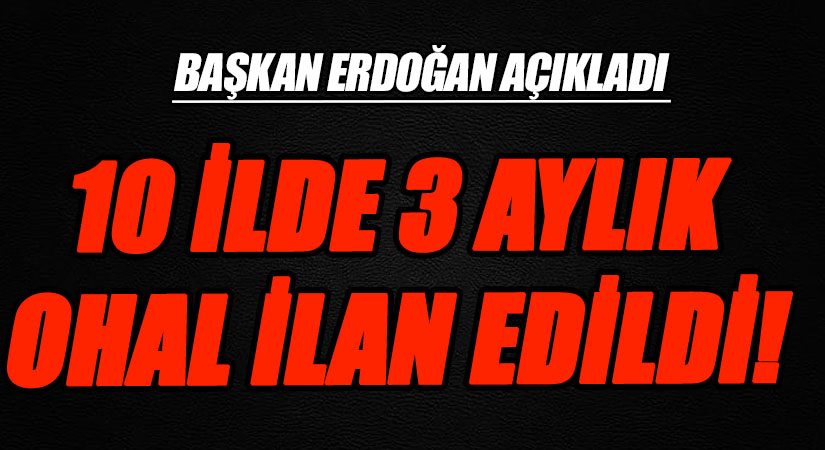 10 İLDE 3 AYLIK OHAL İLAN EDİLDİ!