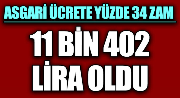 Milyonların Beklediği Rakam Açıklandı: Asgari Ücret 11 bin 402 Lira Oldu
