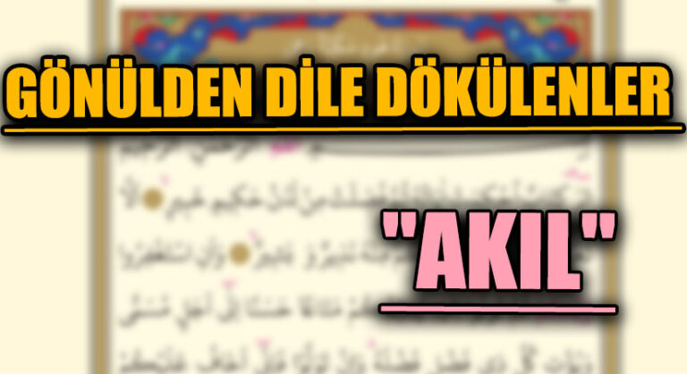 GÖNÜLDEN DİLE DÖKÜLENLER “AKIL”