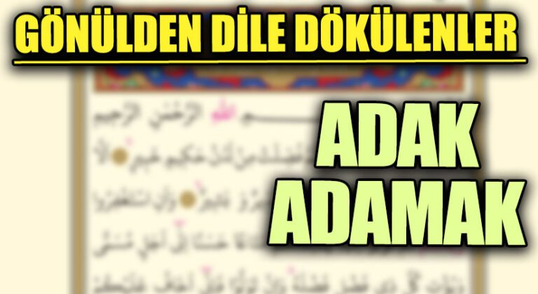 GÖNÜLDEN DİLE DÖKÜLENLER | ADAK ADAMAK