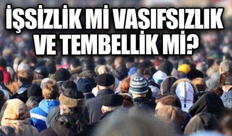 İŞSİZLİK Mİ VASIFSIZLIK VE TEMBELLİK Mİ?