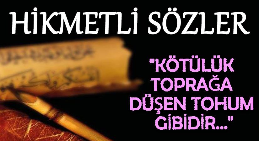 HİKMETLİ SÖZLER “Kötülük Toprağa Düşen Tohum Gibidir…”