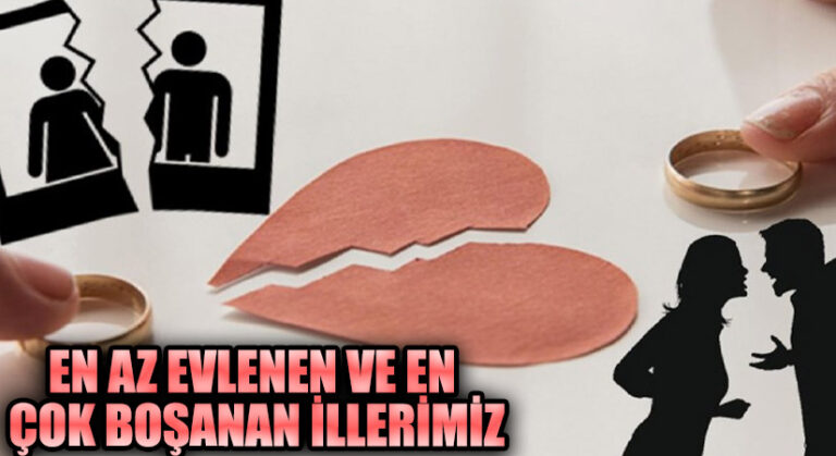 EN AZ EVLENEN VE EN ÇOK BOŞANAN İLLERİMİZ