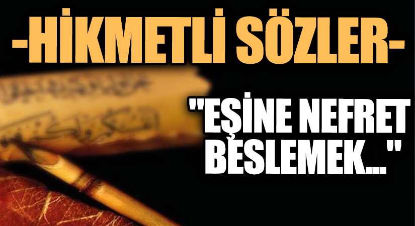 HİKMETLİ SÖZLER “Eşine Nefret Beslemek…”