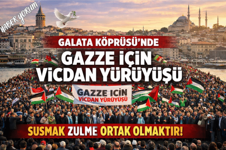 Galata Köprüsü’nde Gazze İçin Vicdan Yürüyüşü
