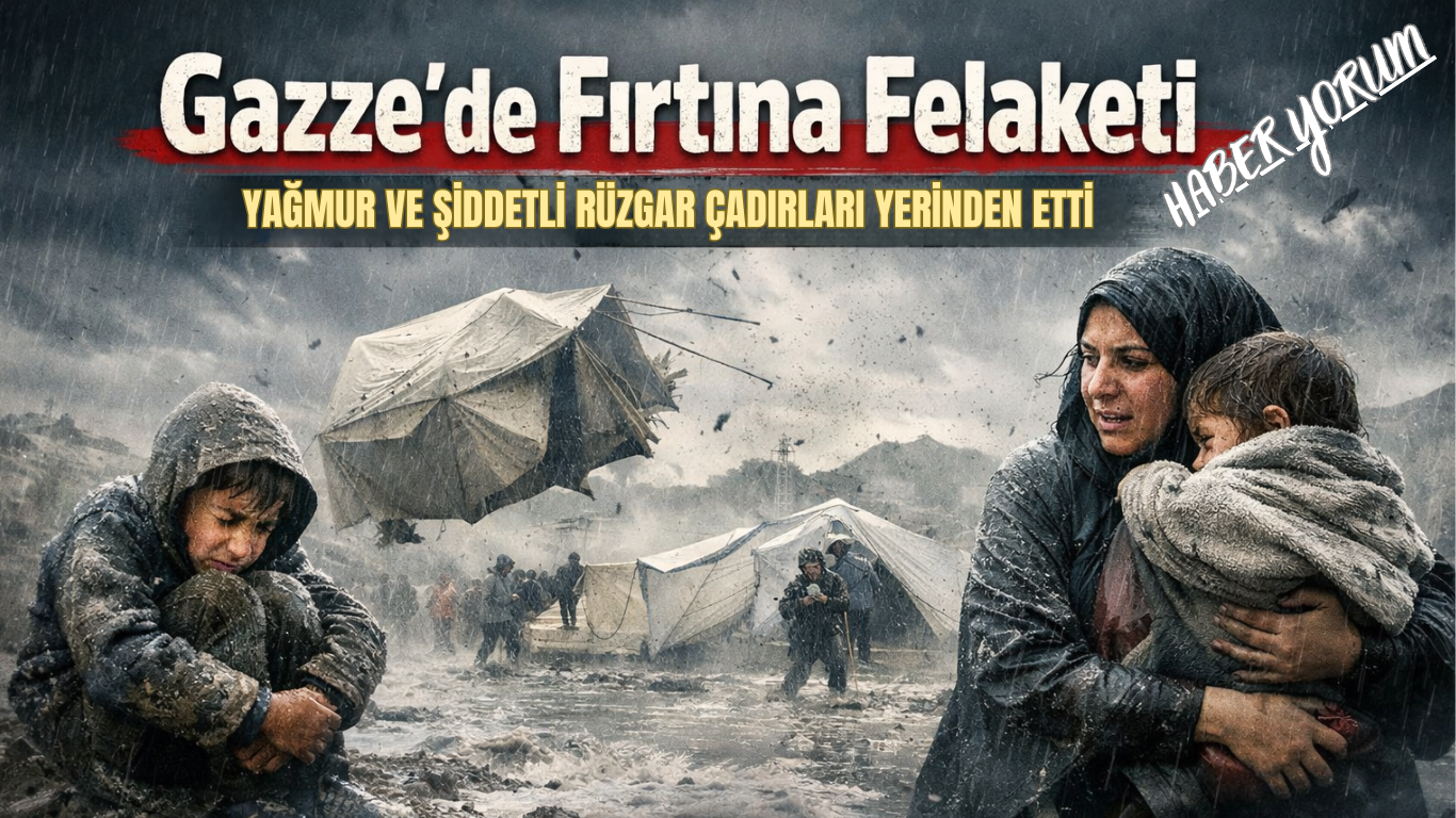 Gazze’de Fırtına Felaketi: Yağmur ve Şiddetli Rüzgâr Çadırları Yerinden Söktü