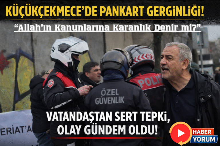 Küçükçekmece’de Pankart Gerginliği: Vatandaş Tepki Gösterdi, Görüntüler Gündem Oldu