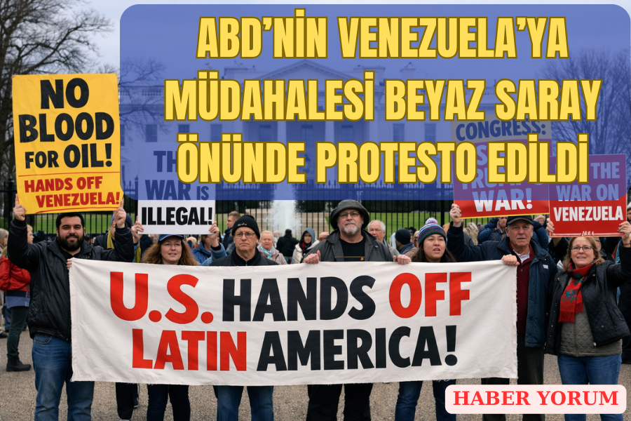 ABD’nin Venezuela’ya Müdahalesi Beyaz Saray Önünde Protesto Edildi