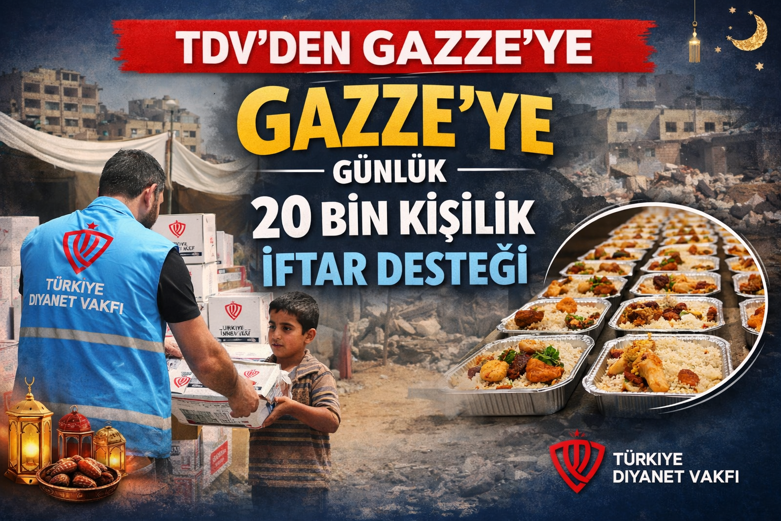 TDV’den Gazze’ye Günlük 20 Bin Kişilik İftar Desteği