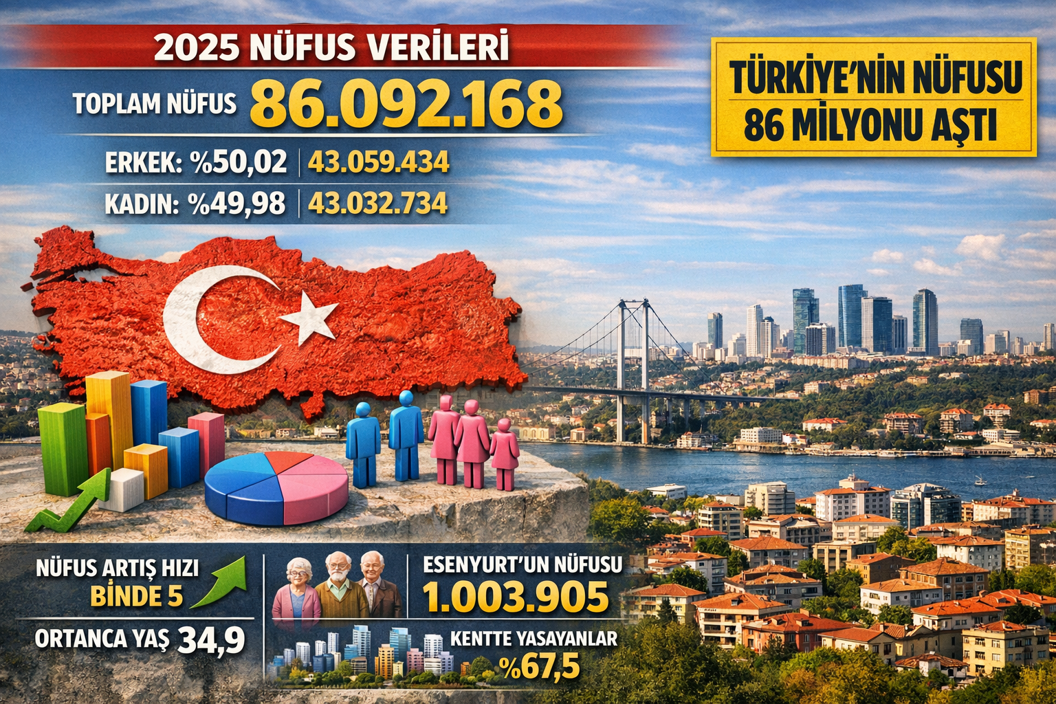 Türkiye’nin Nüfusu 86 Milyonu Aştı