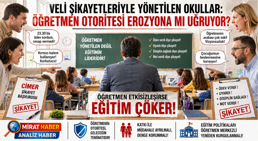 VELİ ŞİKAYETLERİYLE YÖNETİLEN OKULLAR: ÖĞRETMEN OTORİTESİ EROZYONA MI UĞRUYOR?