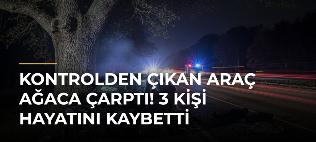 Kontrolden Çıkan Araç Ağaca Çarptı! 3 Kişi Hayatını Kaybetti