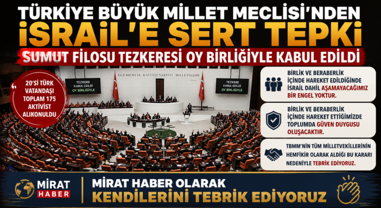 TBMM’den İsrail’e Sert Tepki: Sumud Filosu Tezkeresi Oy Birliğiyle Kabul Edildi