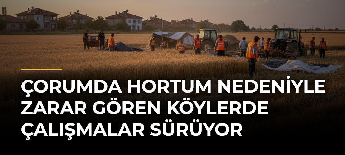 Çorumda hortum nedeniyle zarar gören köylerde çalışmalar sürüyor