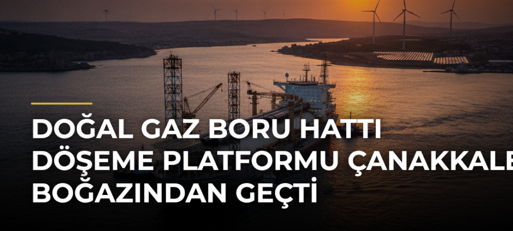 Doğal gaz boru hattı döşeme platformu Çanakkale Boğazından geçti