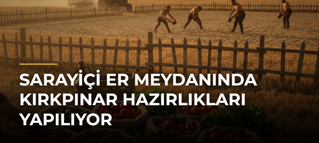 Sarayiçi Er Meydanında Kırkpınar hazırlıkları yapılıyor