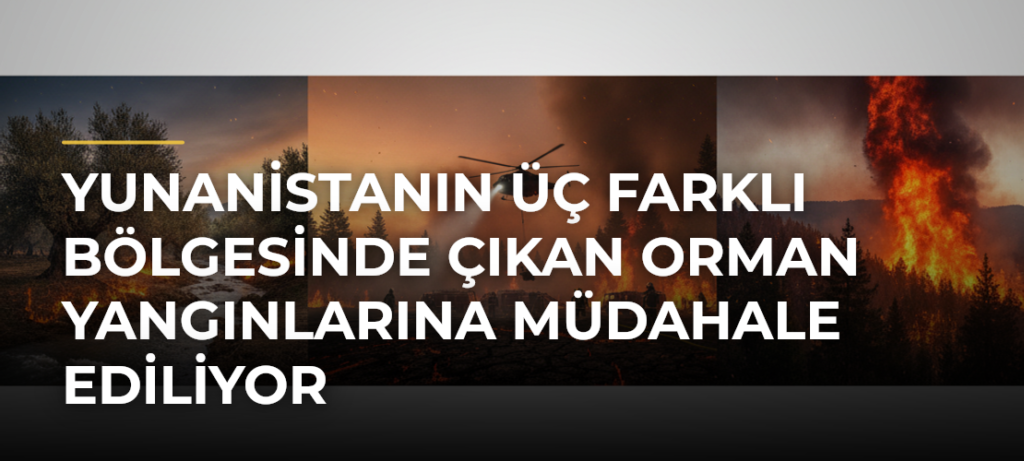 Yunanistanın Üç Farklı Bölgesinde Çıkan Orman Yangınlarına Müdahale Ediliyor