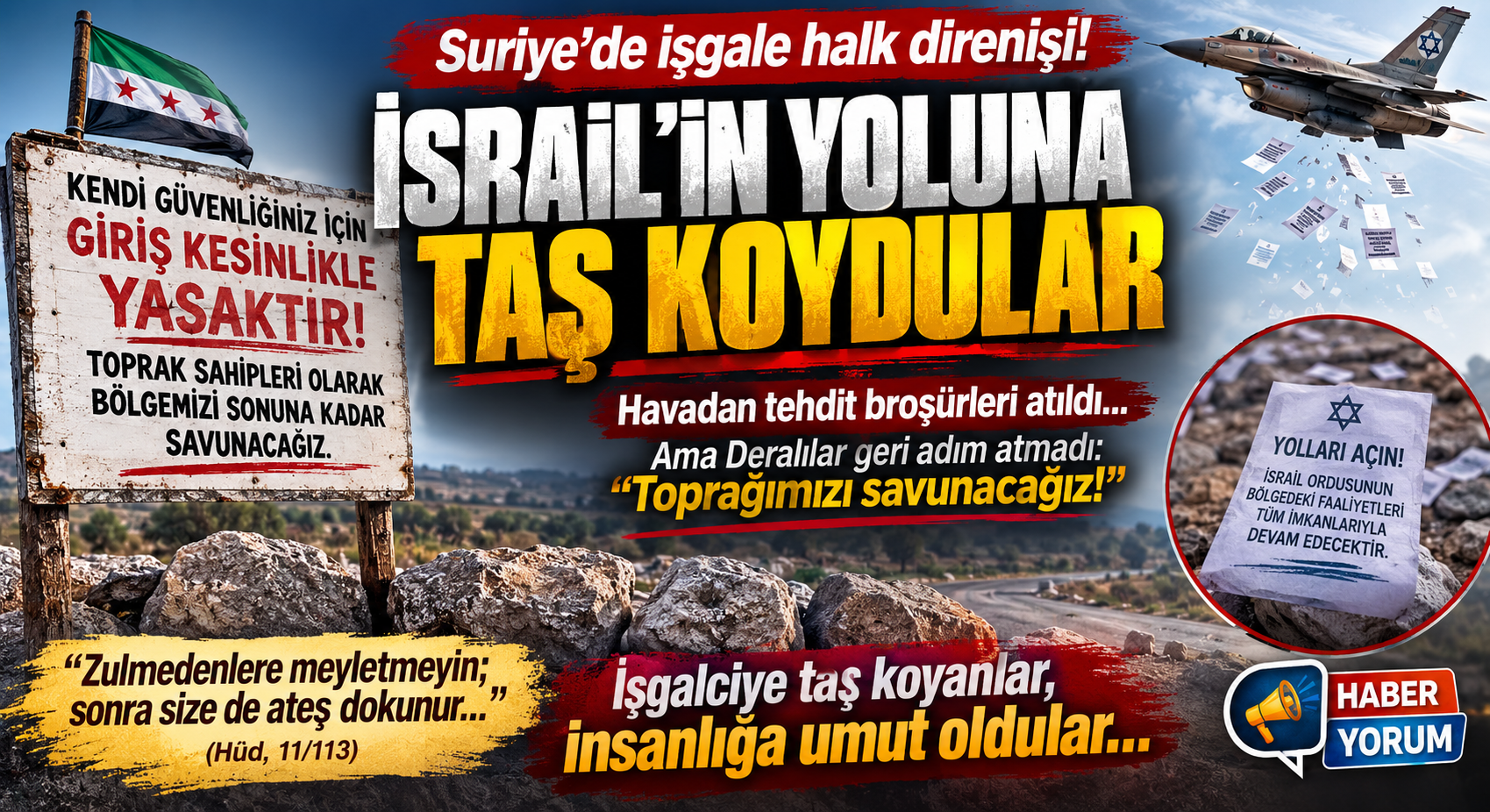 Suriye’de İşgale Halk Direnişi: İsrail’den Havadan Tehdit Broşürleri