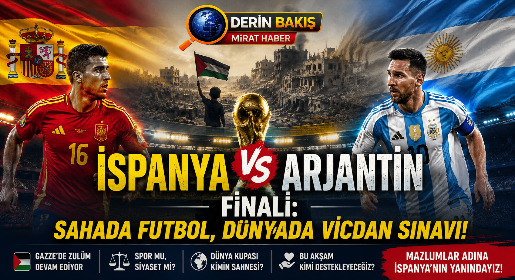 İSPANYA – ARJANTİN FİNALİ: SAHADA FUTBOL, DÜNYADA VİCDAN SINAVI
