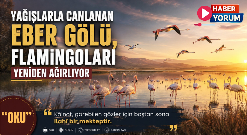 Yağışlarla Canlanan Eber Gölü, Flamingoları Yeniden Ağırlıyor