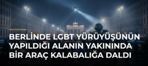 Berlinde LGBT yürüyüşünün yapıldığı alanın yakınında bir araç kalabalığa daldı