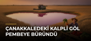 Çanakkaledeki Kalpli Göl Pembeye Büründü