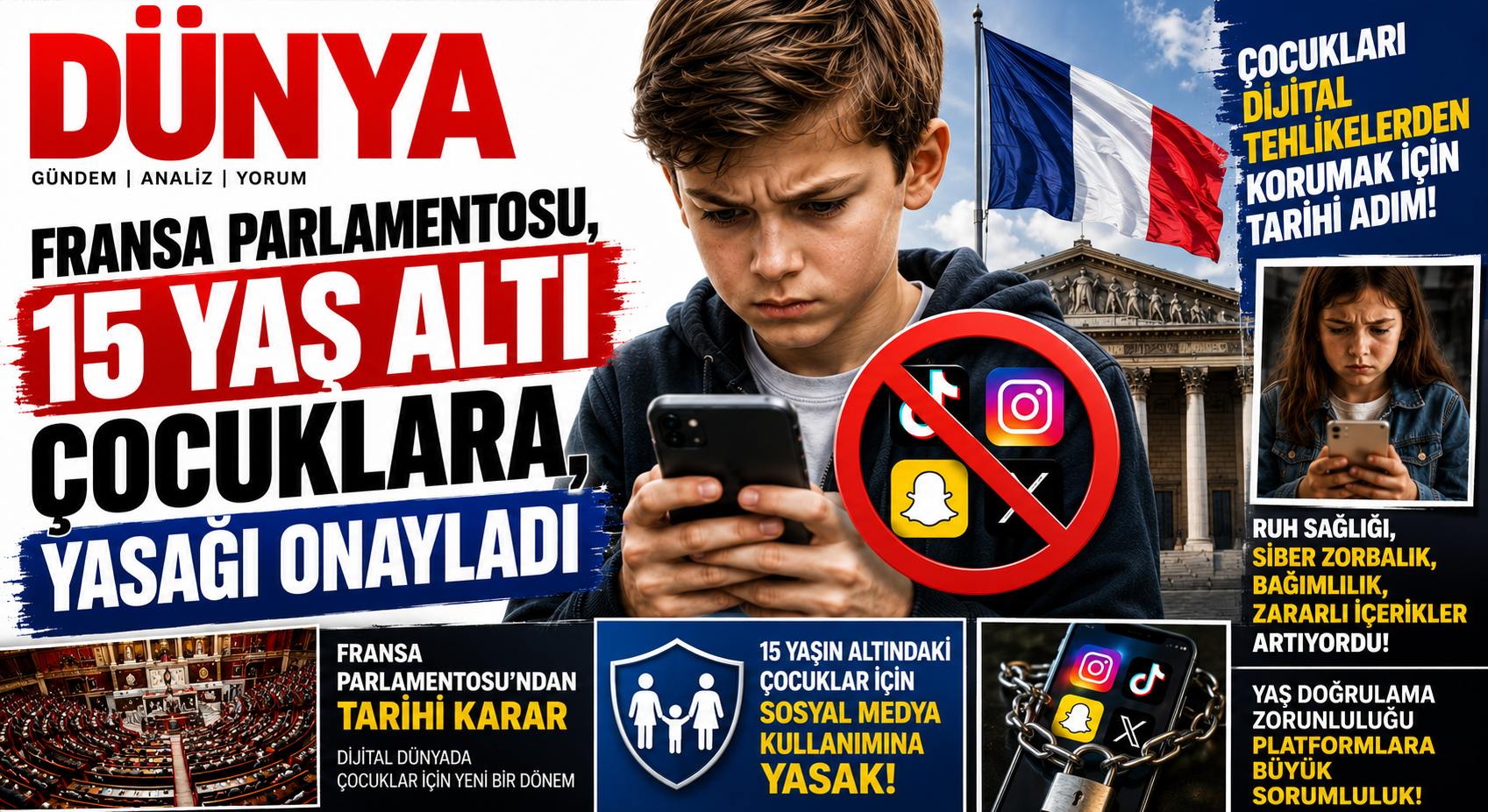 Fransa’dan Tarihi Karar: 15 Yaş Altına Sosyal Medya Yasağı