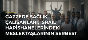 Gazzede sağlık çalışanları, İsrail hapishanelerindeki meslektaşlarının serbest bırakılması için gösteri düzenledi