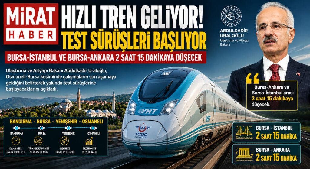 Bursa-Ankara ve İstanbul Seferleri 2 Saat 15 Dakikaya Düşüyor