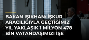 Bakan Işıkhan: İŞKUR aracılığıyla geçtiğimiz yıl yaklaşık 1 milyon 478 bin vatandaşımızı işe yerleştirdik
