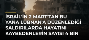İsrail’in 2 Mart’tan Bu Yana Lübnan’a Düzenlediği Saldırılarda Hayatını Kaybedenlerin Sayısı 4 Bin 330’a Ulaştı