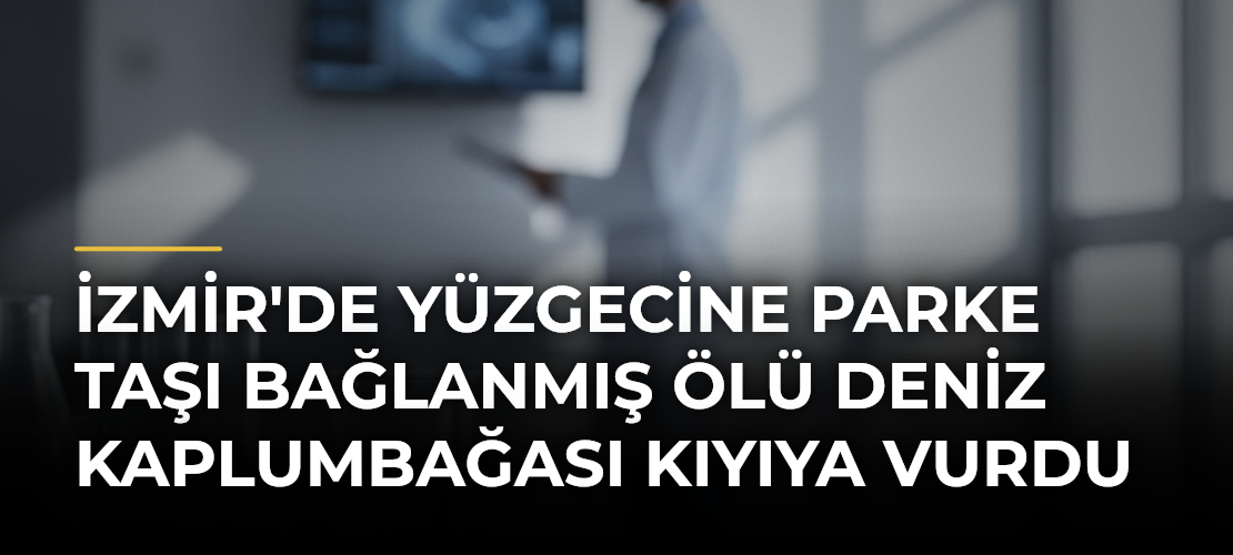 İzmir'de Yüzgecine Parke Taşı Bağlanmış Ölü Deniz Kaplumbağası Kıyıya Vurdu