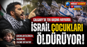 Calgary’de tek başına haykırdı: “İsrail çocukları öldürüyor!”