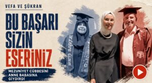 MEZUNİYET CÜBBESİNİ ANNE BABASINA GİYDİRDİ