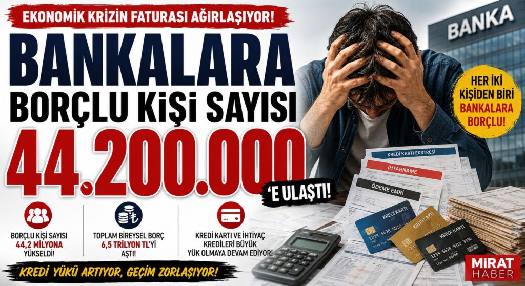 Türkiye’de Bankalara Borçlu Kişi Sayısı 44,2 Milyona Ulaştı