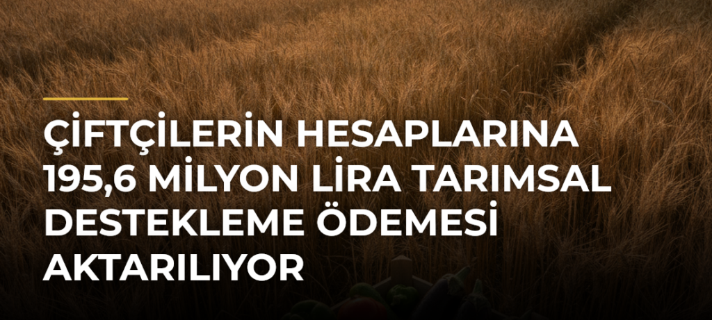 Çiftçilerin hesaplarına 195,6 milyon lira tarımsal destekleme ödemesi aktarılıyor