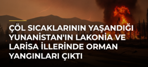 Çöl sıcaklarının yaşandığı Yunanistan’ın Lakonia ve Larisa illerinde orman yangınları çıktı
