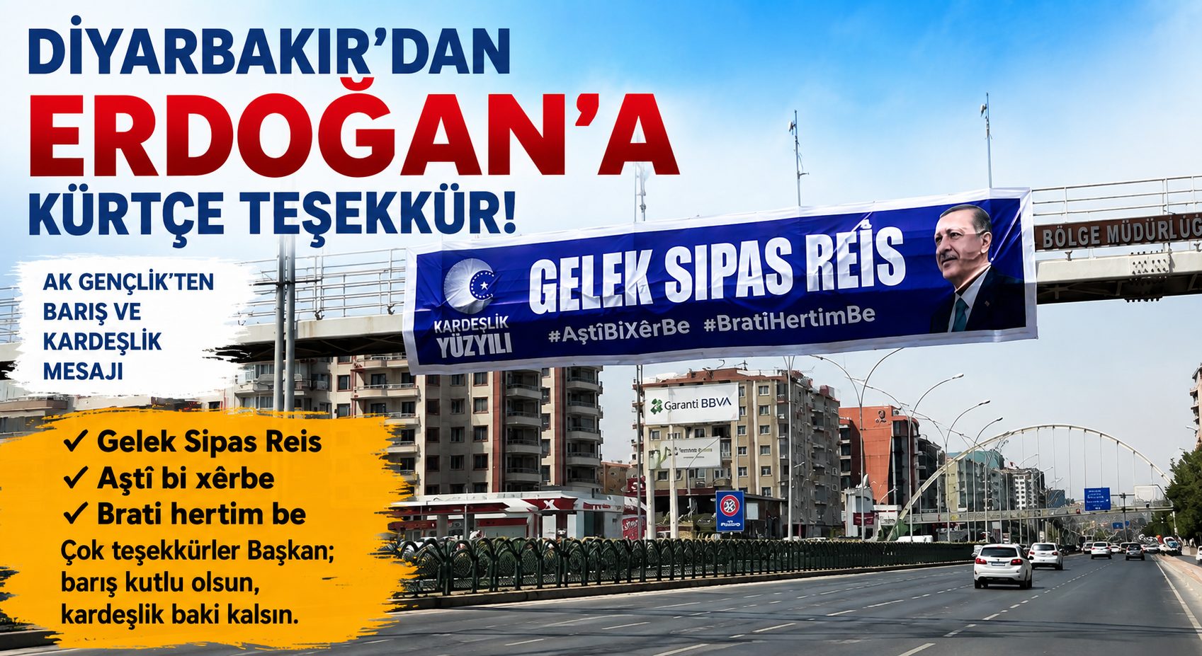 Diyarbakır’da Erdoğan’a Kürtçe Pankartla Teşekkür